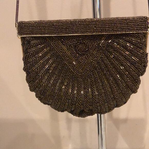 Vintage Walborg copper chocolate beaded evening bag purse EUC - Picture 9 of 15